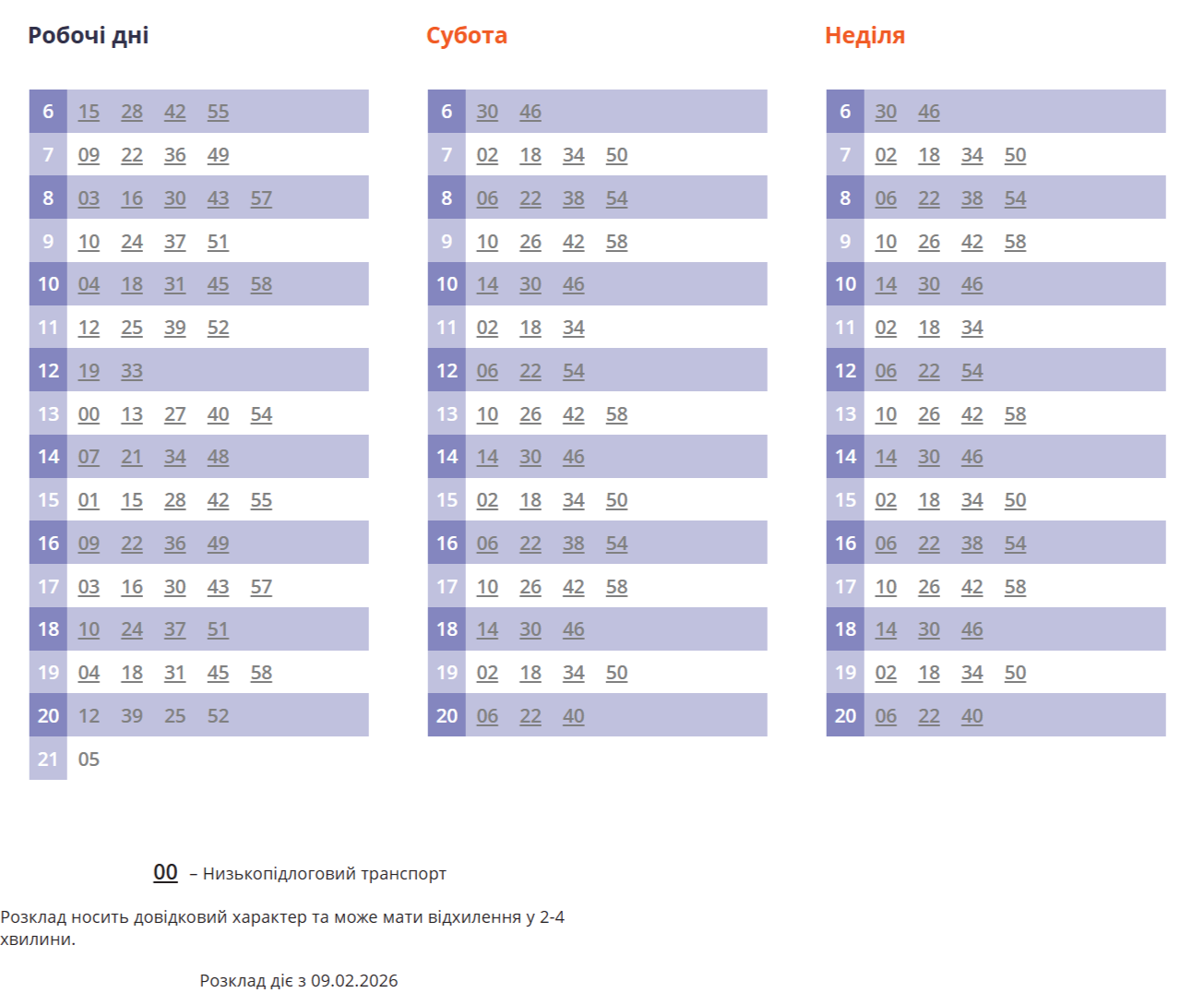 розклад руху 18 маршрутка Львів