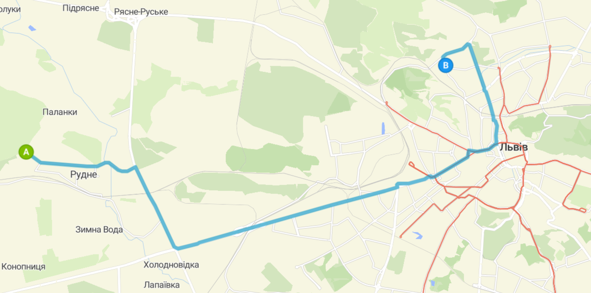 схема руху 52 маршрутка Львів