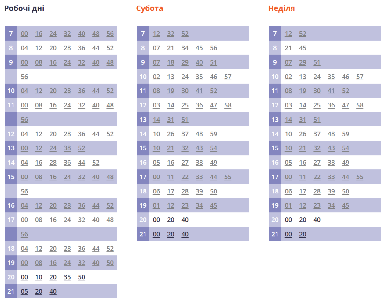 розклад руху 53 автобуса у Львові