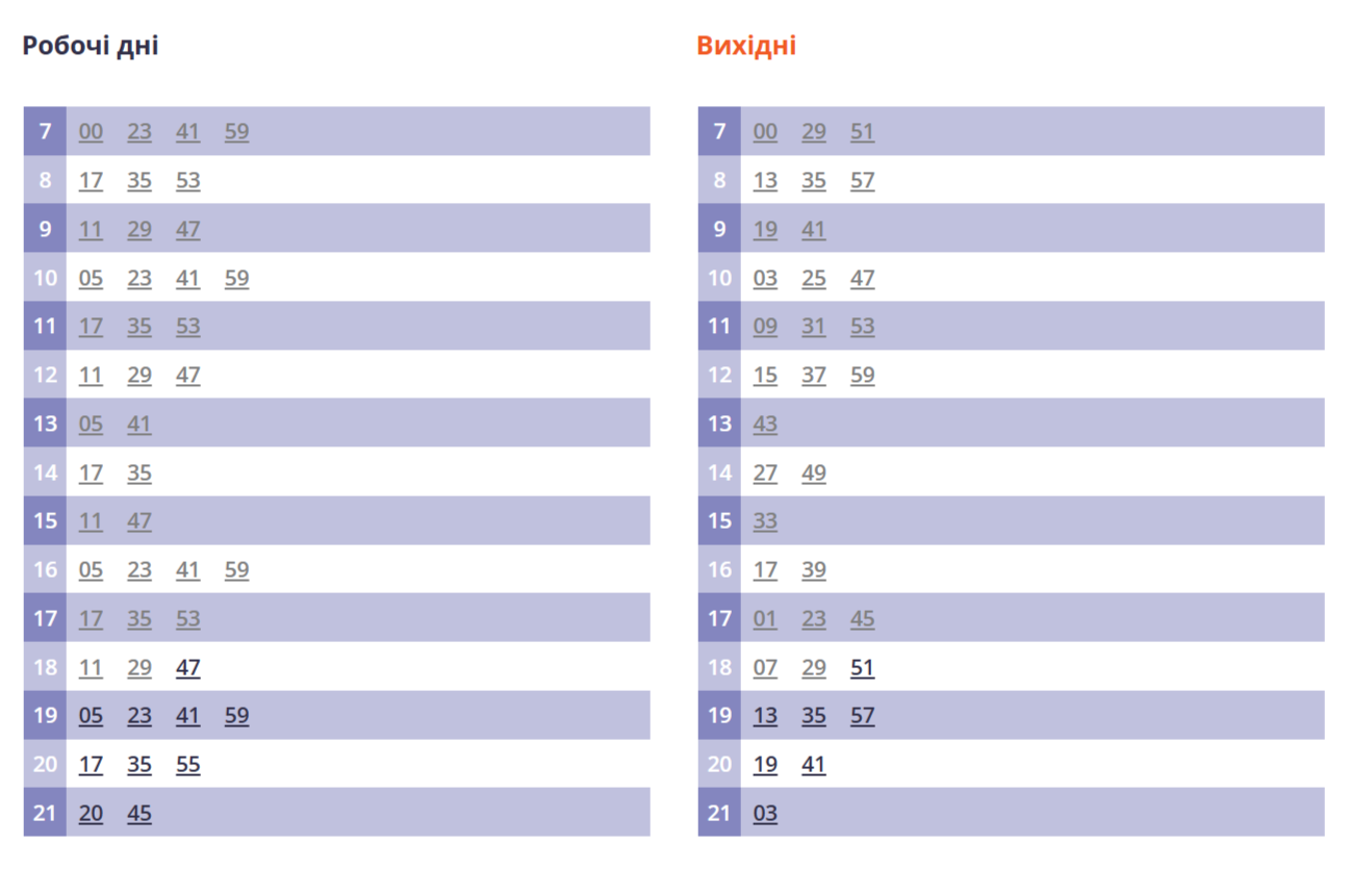8а автобус львів розклад руху