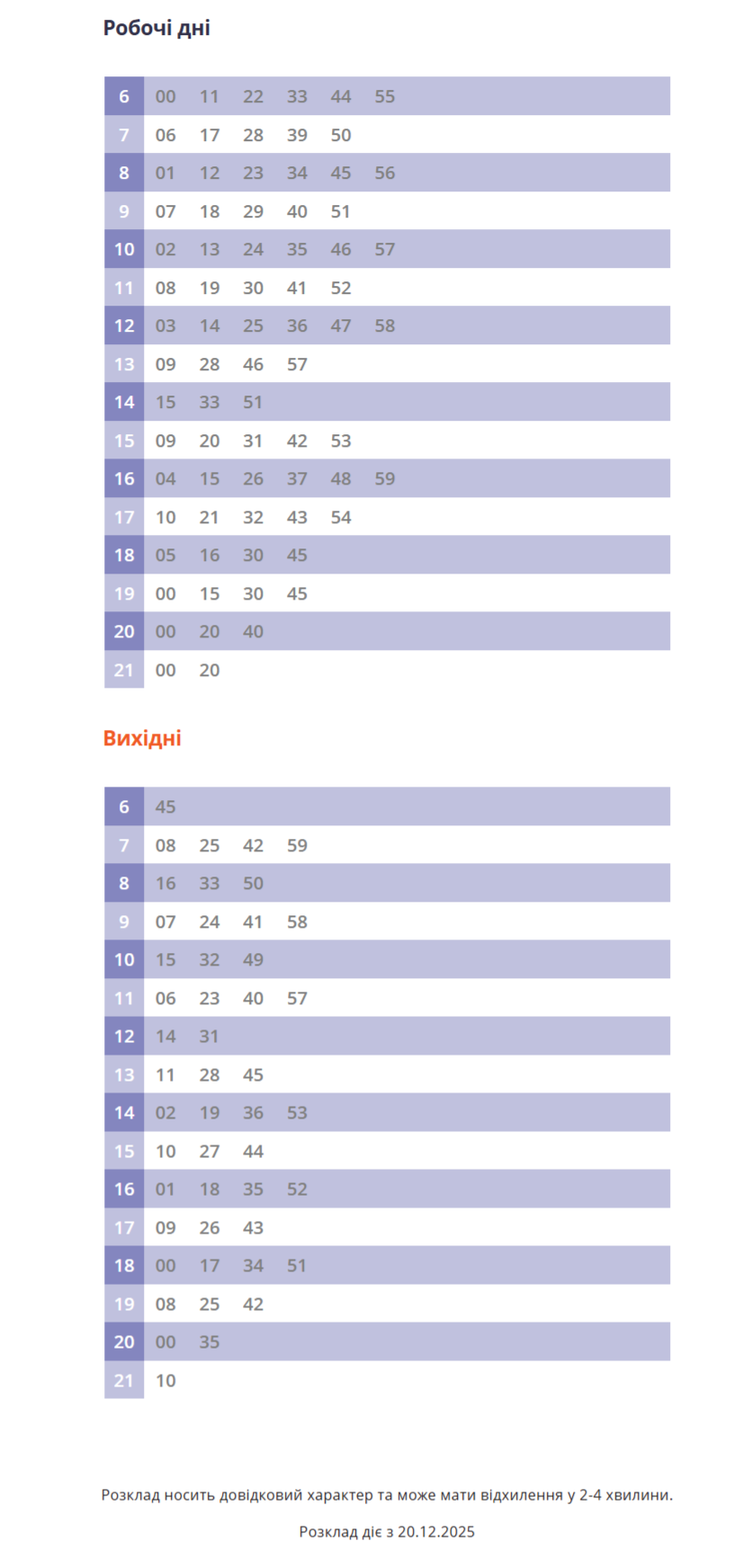 розклад руху 25 маршрутка Львів